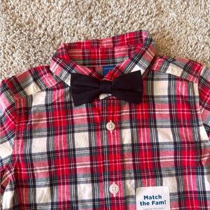 NWT Plaid Button Down Shirt w/ Bow Tie Size 2T